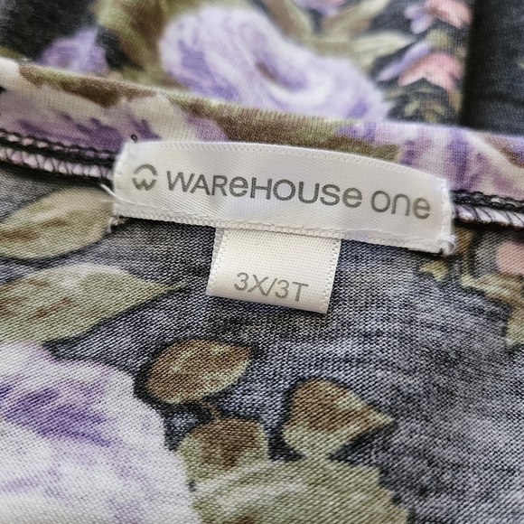 Women's Plus Size Floral Short Sleeve Top 3X - Warehouse One - Picture 3 of 7